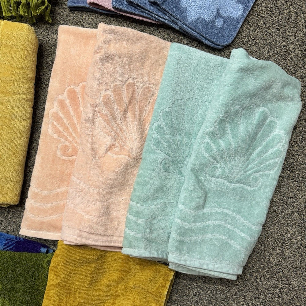 20 Vintage Towels Lot Retro MCM USA Fingertip Hand Bath Towel Wash Cloth - Picture 2 of 9